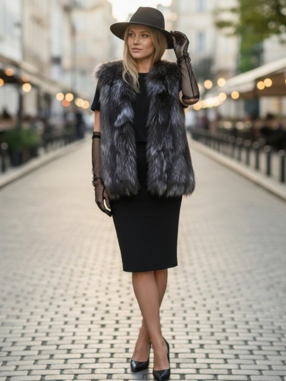 Michael Kors Real Silver Fox Fur Designer Vest Size Med